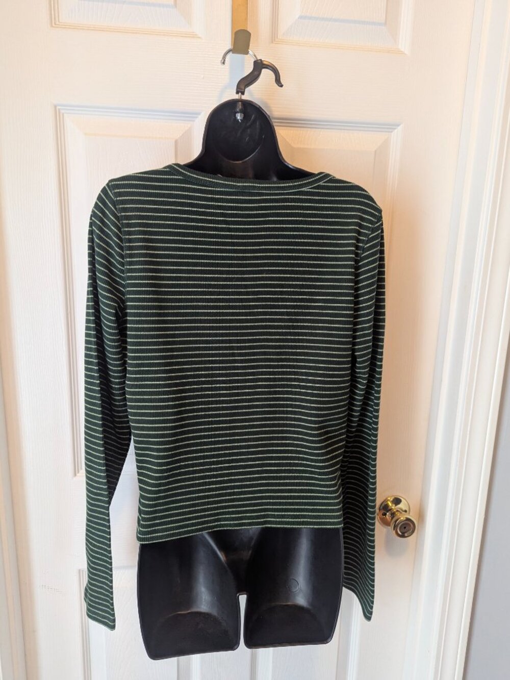 Cotton : on light and dark green waffle top - L - Picture 3 of 4